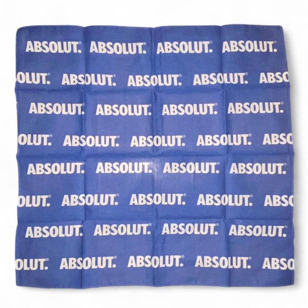 NEW Blue White 90s Style Absolut Vodka Collector's Promo Bandana 21x21"